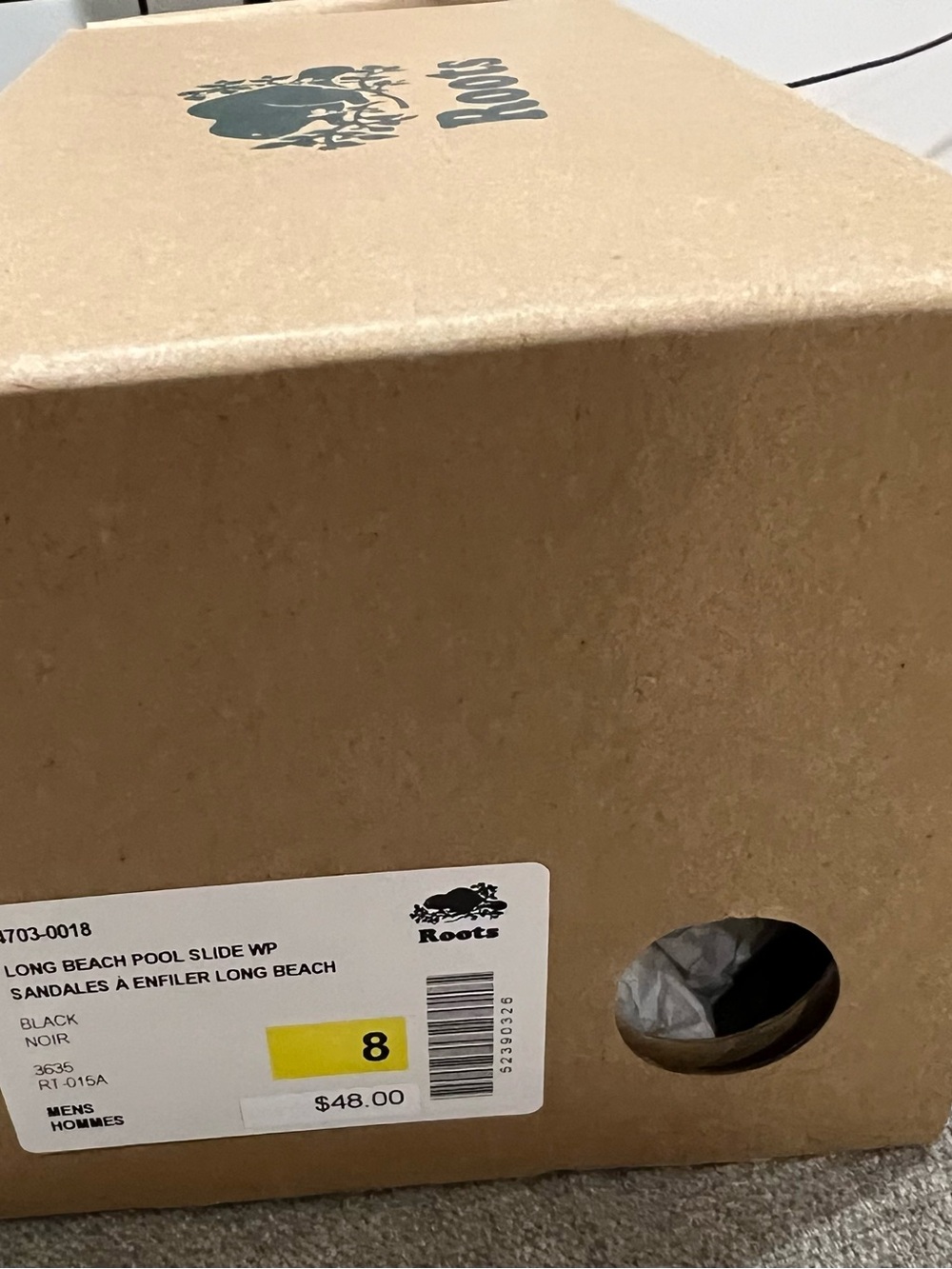Roots Kraft Shoe Box with Black Logo
